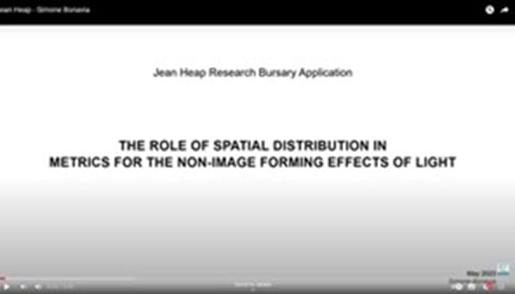 Presentation on The role of spatial distribution of light in metrics for the non-image forming system