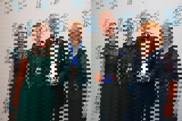 John Aston receiving his CIBSE Gold Medal (from left Ruth Kelly Waskett, Fiona Cousins, John Aston and Ruth Carter)