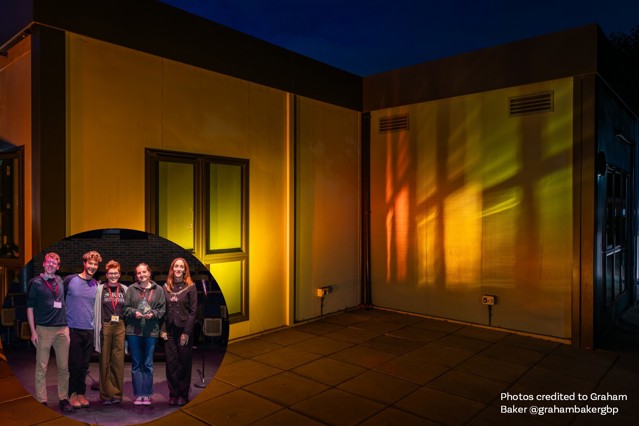 Building being lit up with team Rose Bruford College